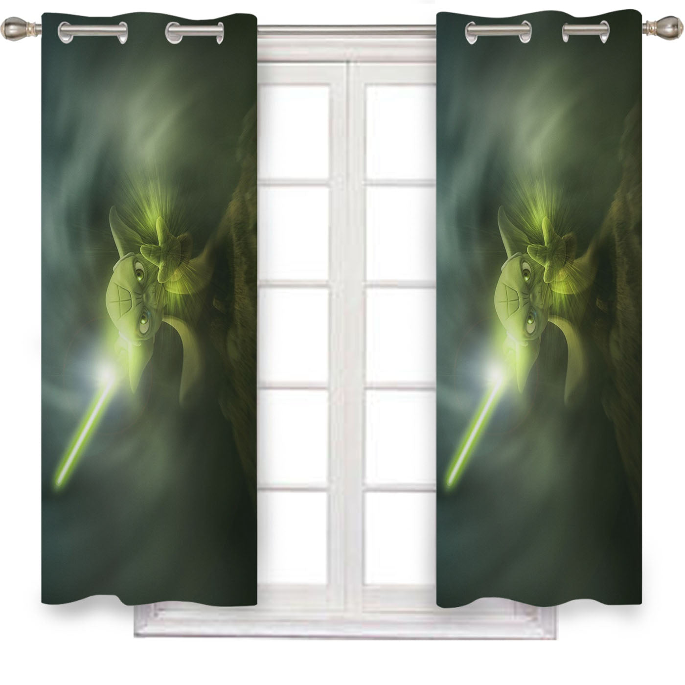 Wallpaper Star Wars Yoda Art Window Curtains