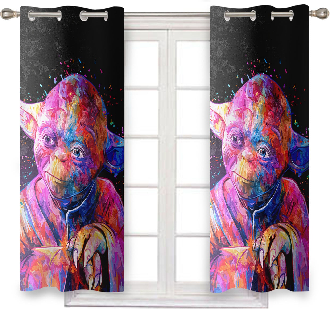 Yoda Star Wars Colorful Window Curtains